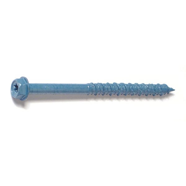 Torquemaster Masonry Screw, 3/16" Dia., Hex, 3 1/4 in L, Steel Blue Ruspert, 100 PK 54270